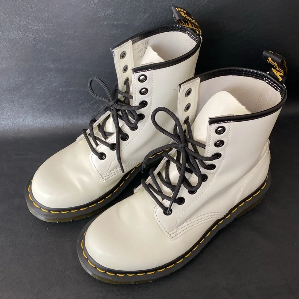 Dr. Martens White Leather Boots - Picture 7 of 8